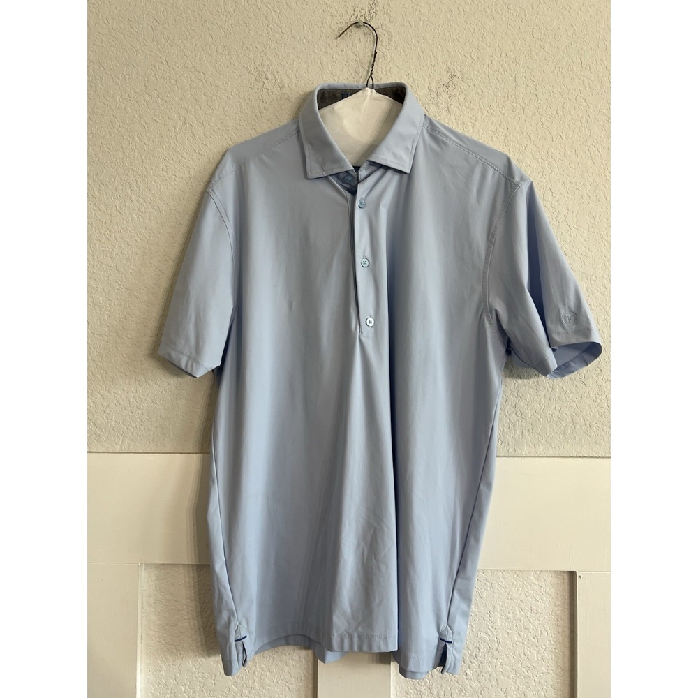 Twillory Polo Shirt Mens Large Blue Athleisure Performance Button Down Collar L